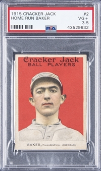 1915 Cracker Jack #2 Home Run Baker – PSA VG+ 3.5